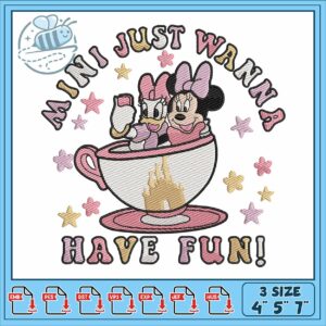 Mini just have fun embroidery, minnie mouse​ embroidery