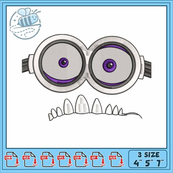 Minion face design embroidery, minion face paint​​ embroidery