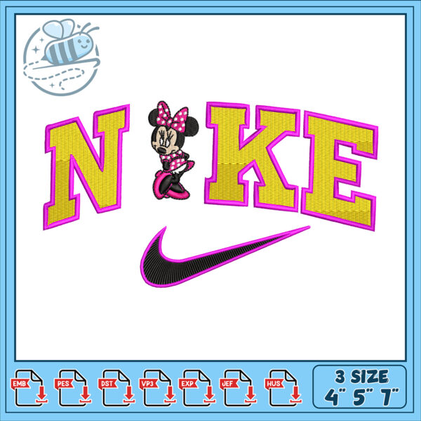 Minnie Nike Embroidery Design 3 Sizes