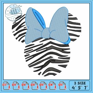 Minnie art zebra embroidery, disney minnie mouse backpack​ embroidery