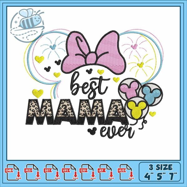 Minnie best mama ever embroidery, minnie mouse backpack​ embroidery