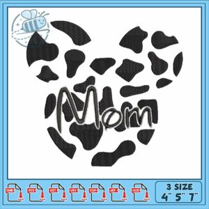 Minnie black mom embroidery, minnie mouse disney jr​ embroidery
