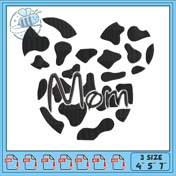 Minnie black mom embroidery, minnie mouse disney jr​ embroidery