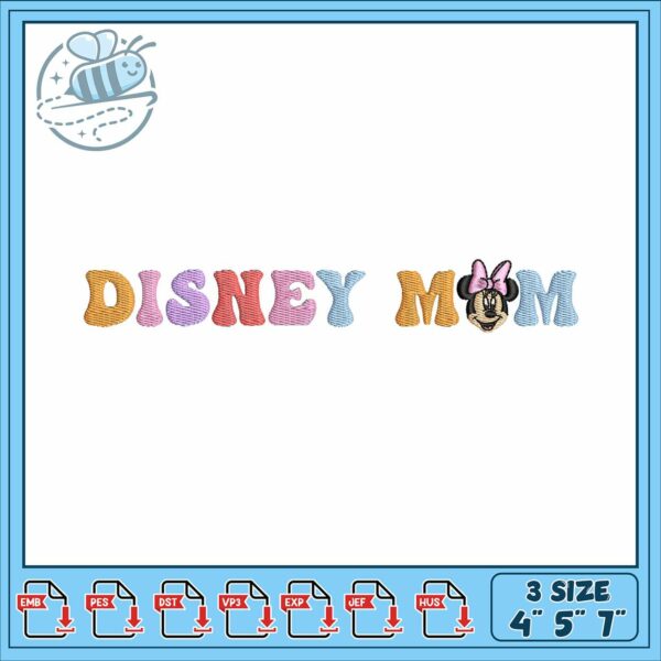 Minnie color mom embroidery, minnie mouse birth​ embroidery
