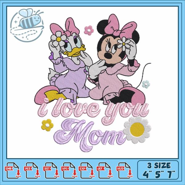 Minnie daisy love embroidery, minnie mouse toy​ embroidery