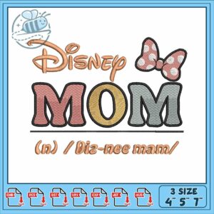 Minnie disney mom bow embroidery, minnie mouse pajamas​​​ embroidery