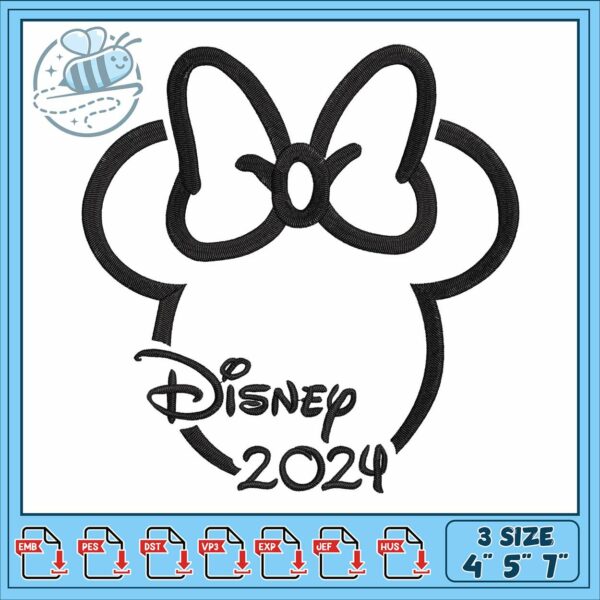 Minnie disneyy 2024 embroidery, minnie mouse cartoon​​​ embroidery