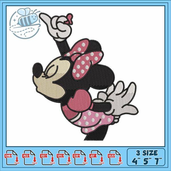 Minnie disneyy kiss embroidery, minnie mouse clubhouse​ embroidery