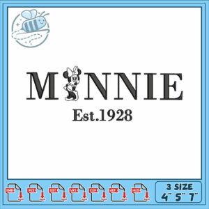 Minnie est 1928 embroidery, minnie mouse shirts​​​ embroidery