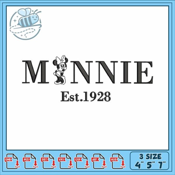 Minnie est 1928 embroidery, minnie mouse shirts​​​ embroidery