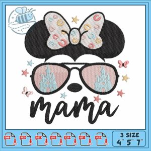 Minnie face black embroidery, disney junior minnie mouse​ embroidery