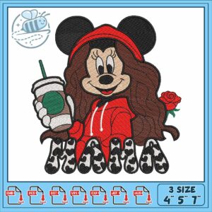 Minnie girl mama embroidery, minnie mouse costume adult​ embroidery