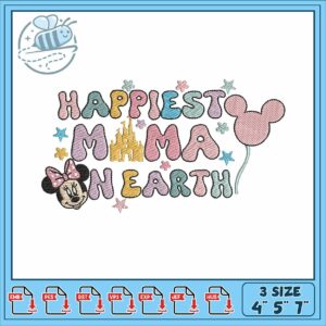 Minnie happiest mama embroidery, minnie mama​​ embroidery