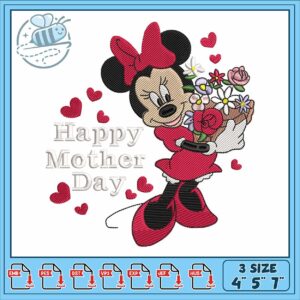 Minnie happy day embroidery, minnie a mickey mouse​​ embroidery