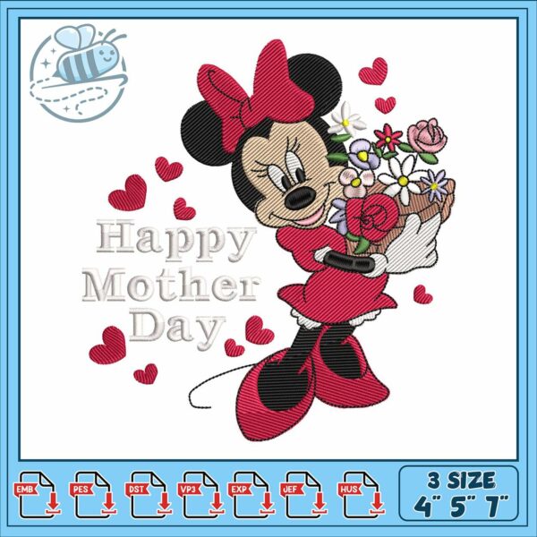 Minnie happy day embroidery, minnie a mickey mouse​​ embroidery