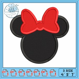 Minnie head black design embroidery, minnie van disney embroidery