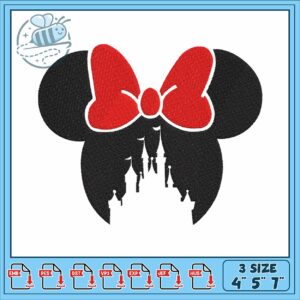 Minnie head castle embroidery, minnie mouse at disney​​​ embroidery