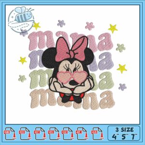 Minnie head disney embroidery, minnie mouse disney​​​​ embroidery