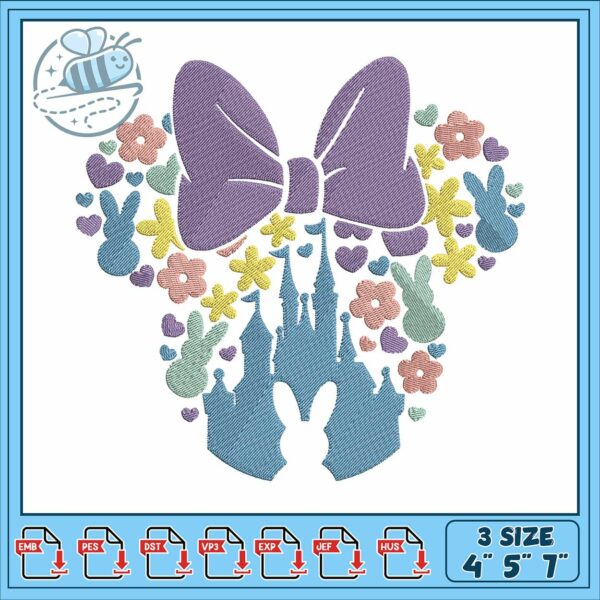 Minnie head easter embroidery, disney mickey minnie mouse​ embroidery