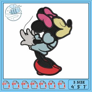 Minnie kiss embroidery, disney baby minnie mouse​​​ embroidery