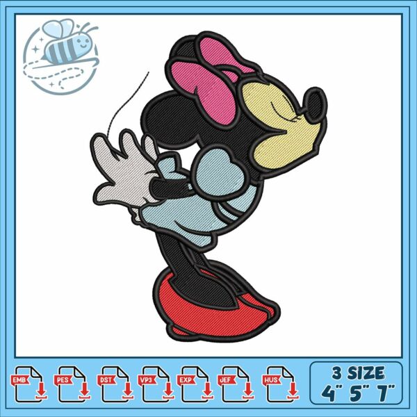 Minnie kiss embroidery, disney baby minnie mouse​​​ embroidery