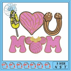 Minnie love mom embroidery Minnie love mom embroidery