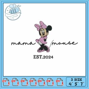 Minnie mama dress embroidery, disney crocs minnie mouse​ embroidery