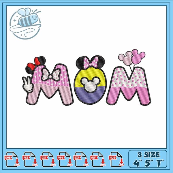 Minnie mom art embroidery, disney minnie mouse plush​​ embroidery