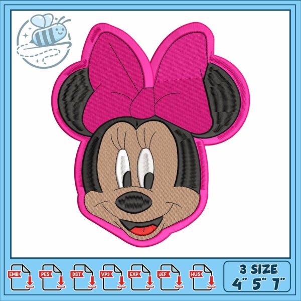 Minnie mouse art head embroidery, disney minnie backpack​​ embroidery
