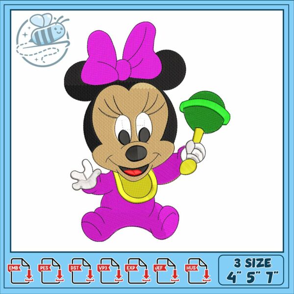 Minnie mouse baby design embroidery, disney junior minnie​ embroidery