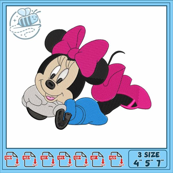 Minnie mouse cartoon embroidery, minnie mouse at disney​​ embroidery