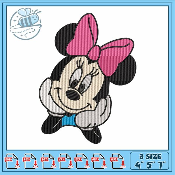 Minnie mouse head bow embroidery, minnie costume​ embroidery