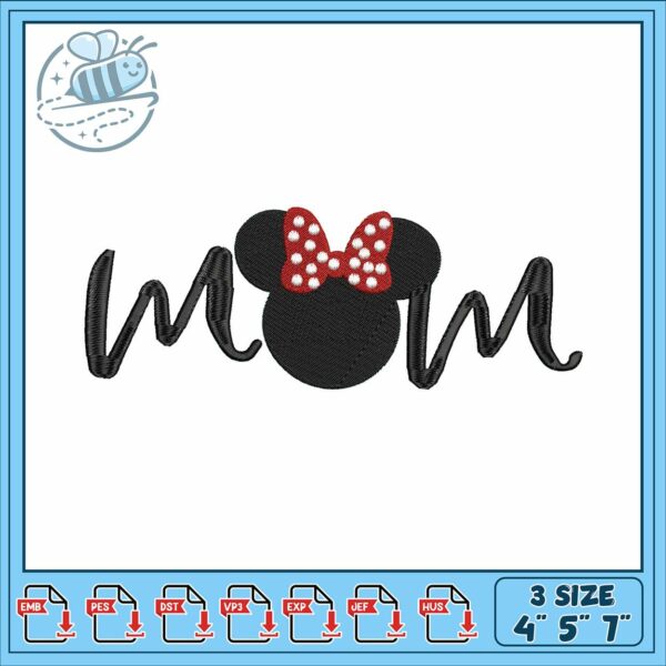 Minnie mouse head mom embroidery, minnie costume diy​ embroidery