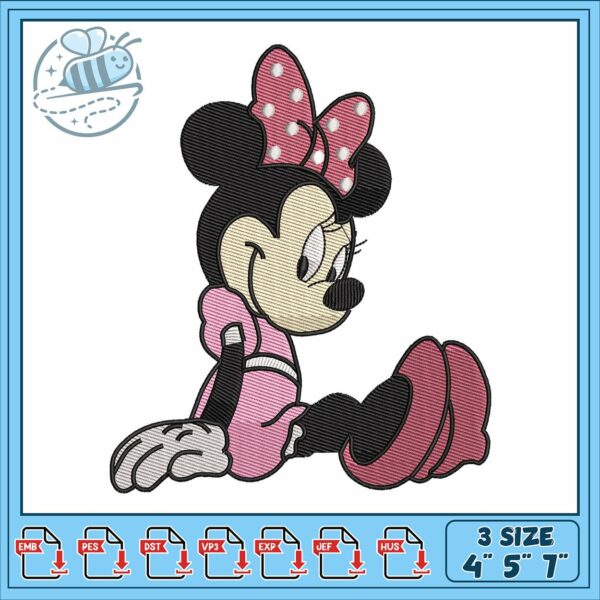 Minnie mouse pink embroidery, minnie mouse drawings​ embroidery