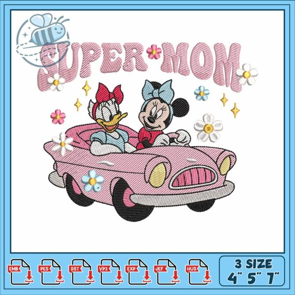 Minnie super mom embroidery, minnie vans disney​​​​ embroidery