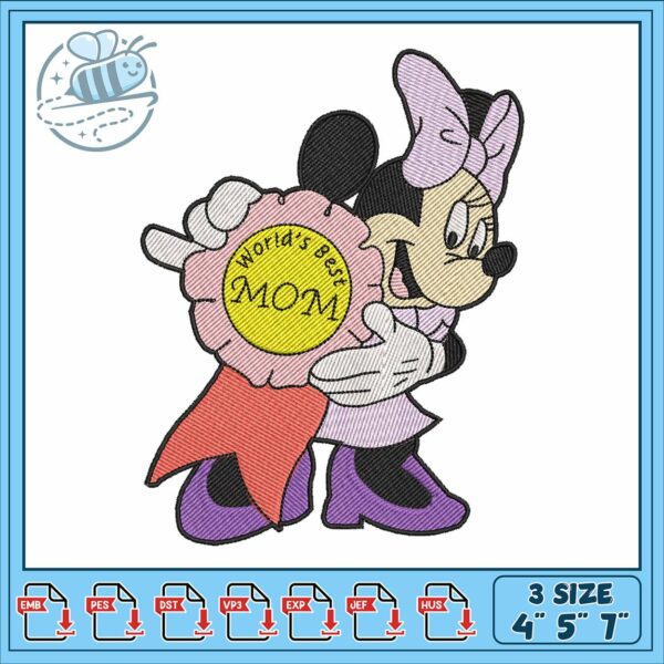 Minnie world mom embroidery, disney minnie costume​ embroidery