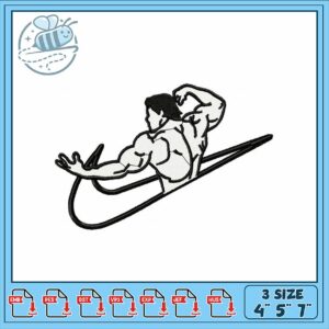 Muscle Man Embroidery Design 3 Sizes Available