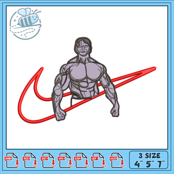 Muscle Man Embroidery Design 4x5x7 Inch