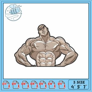 Muscle Man Embroidery Design in Three Sizes Available