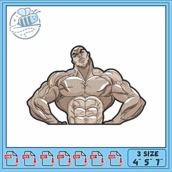 Muscle Man Embroidery Design in Three Sizes Available