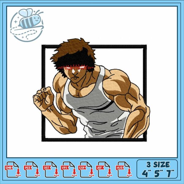 Muscular Animation Character Embroidery Design 4x5x7