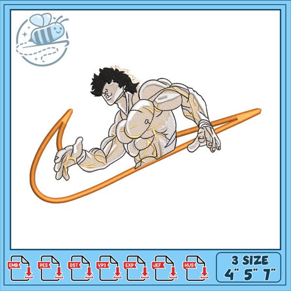 Muscular Man Embroidery Design 4x5x7 Inch