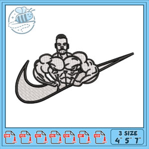 Muscular Man Nike Embroidery Design 4x5x7 inch