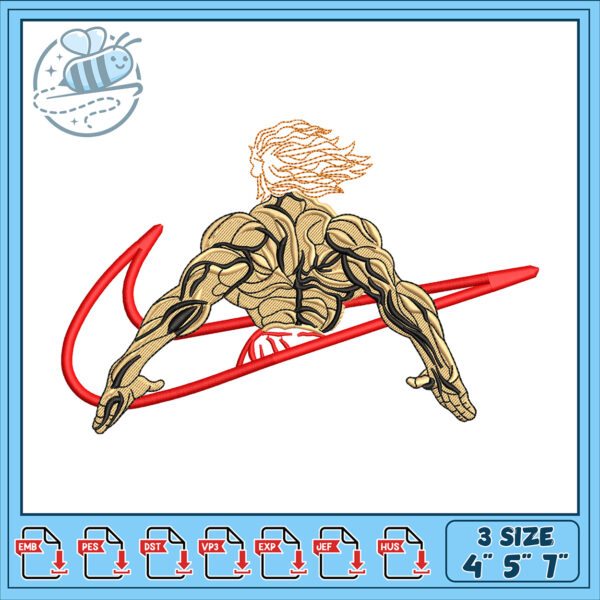 Muscular Surfer Embroidery Design