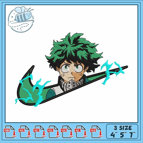 My Hero Academia Green Hair Embroidery Design File