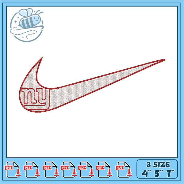 NY Giants Nike Swoosh Embroidery Design