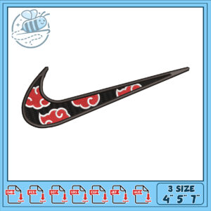 Naruto Akatsuki Nike Swoosh Embroidery Design