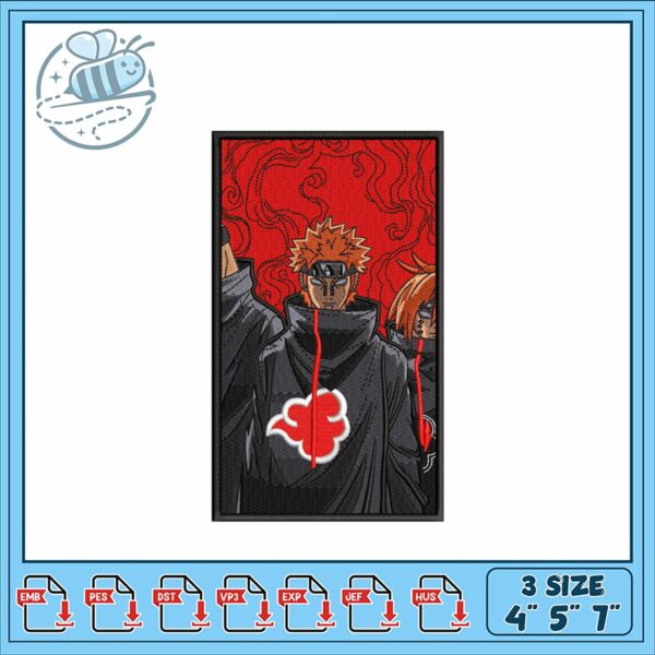 Naruto Inspired Embroidery Design for Fans 3 Sizes