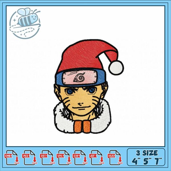 Naruto Santa Hat Embroidery Design for All Projects