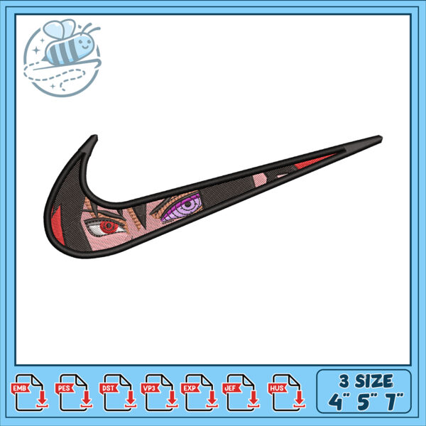 Naruto Sharingan Nike Swoosh Embroidery